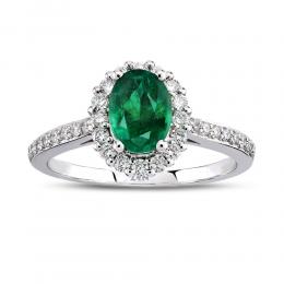 0,33ct Diamond Emerald Ring
